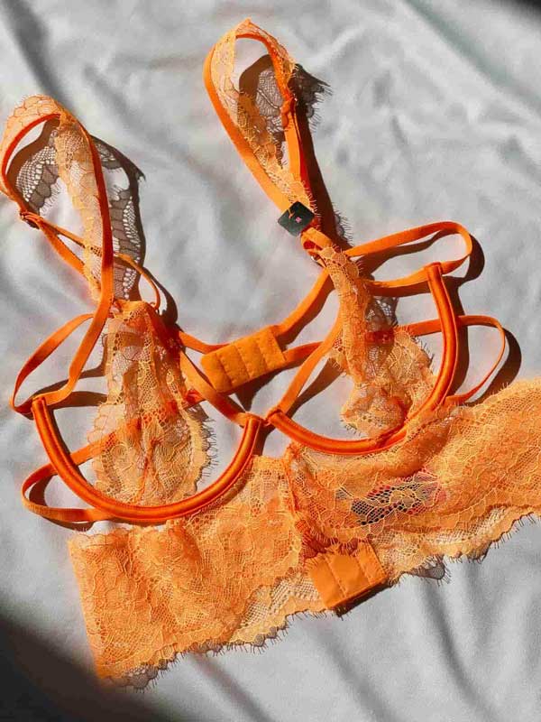 سوتین فانتزی گیپور نارنجی فنردار برند لا سنزا (La Senza)